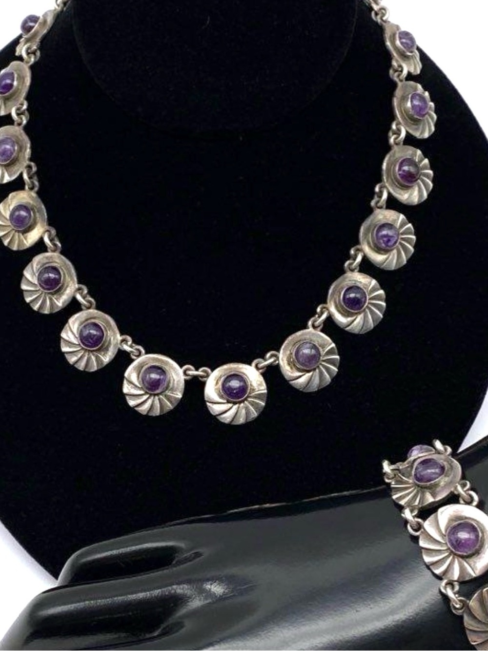 Museum Quality! 40’s FRED DAVIS 925 Silver & Amethyst Necklace & Bracelet Set